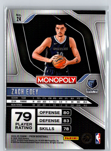 2024-25 Panini Prizm Monopoly #24 Zach Edey W19