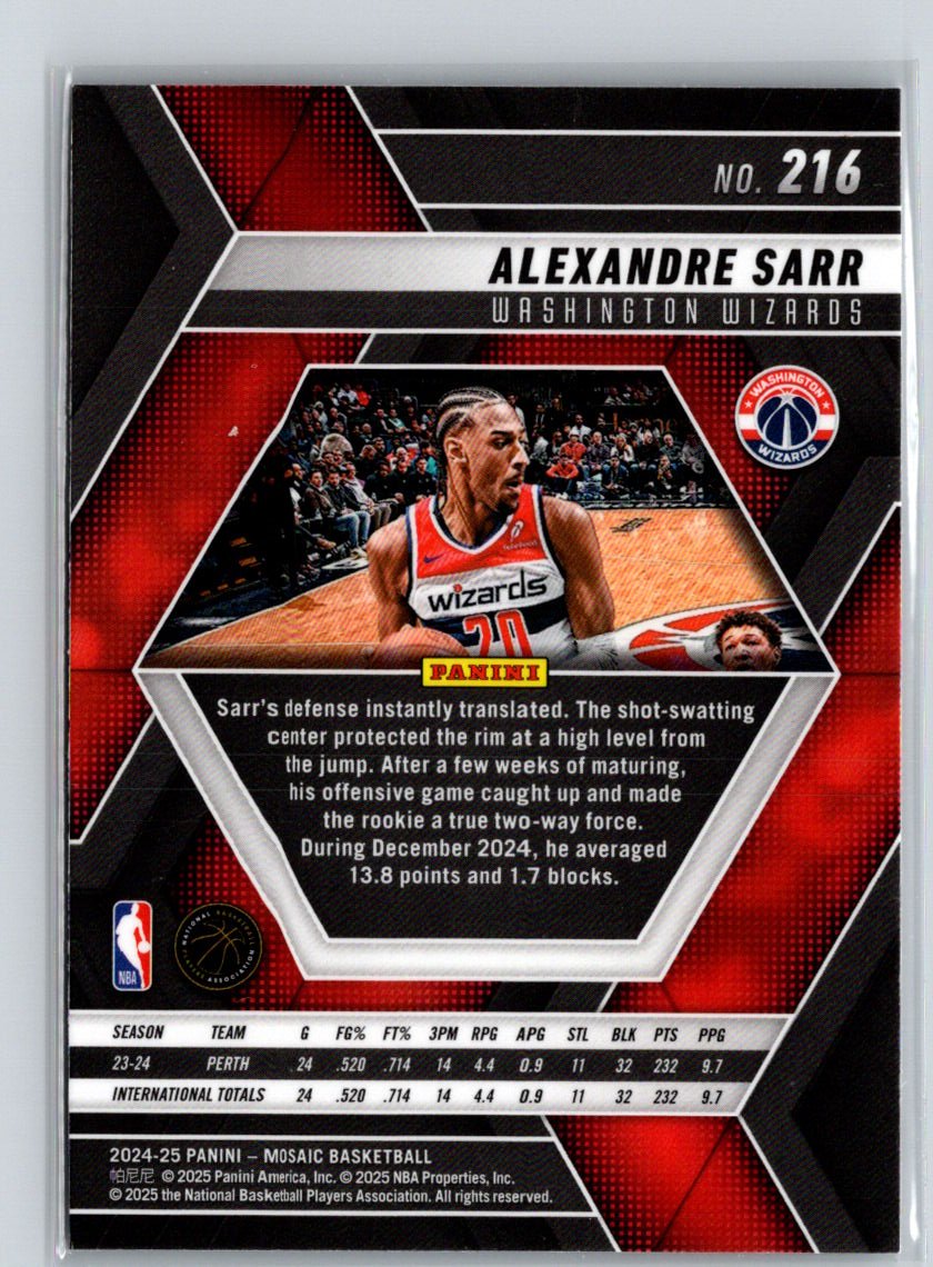 2024-25 Panini Mosaic #216 Alexandre Sarr W19