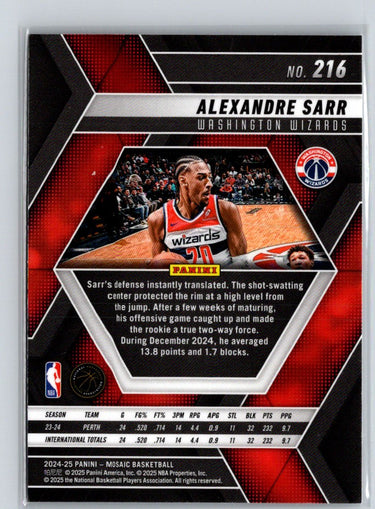 2024-25 Panini Mosaic #216 Alexandre Sarr W19