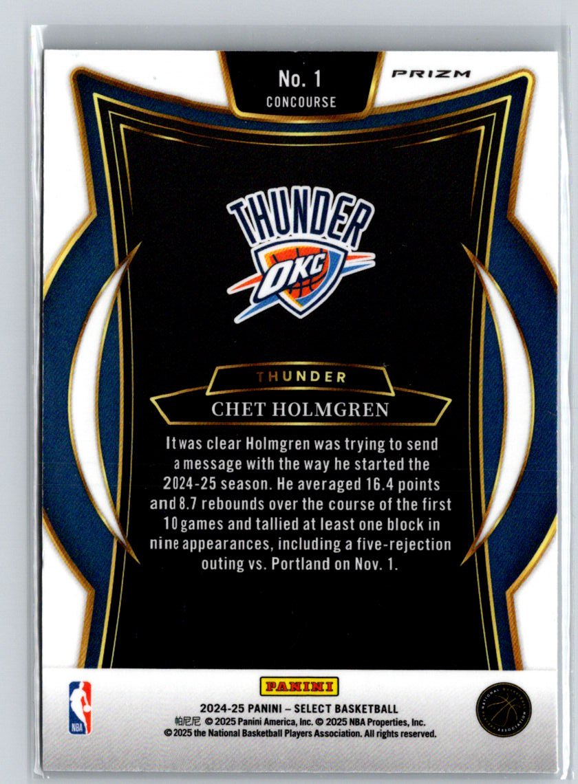 2024-25 Panini Select #1 Chet Holmgren Tectonic Prizm W20