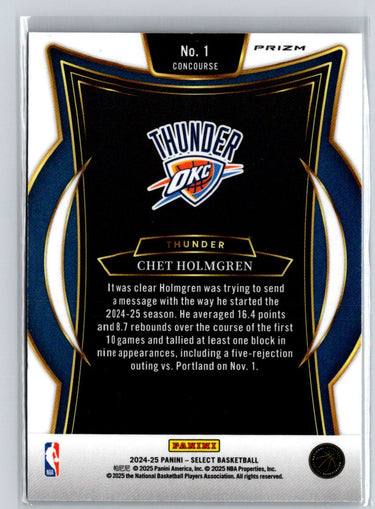 2024-25 Panini Select #1 Chet Holmgren Tectonic Prizm W20