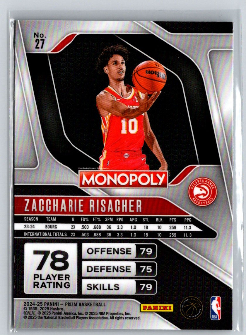 2024-25 Panini Prizm Monopoly #27 Zaccharie Risacher W20