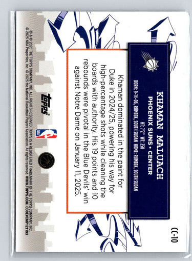 2025-26 Topps #CC-10 Khaman Maluach Clutch City Prospects W20
