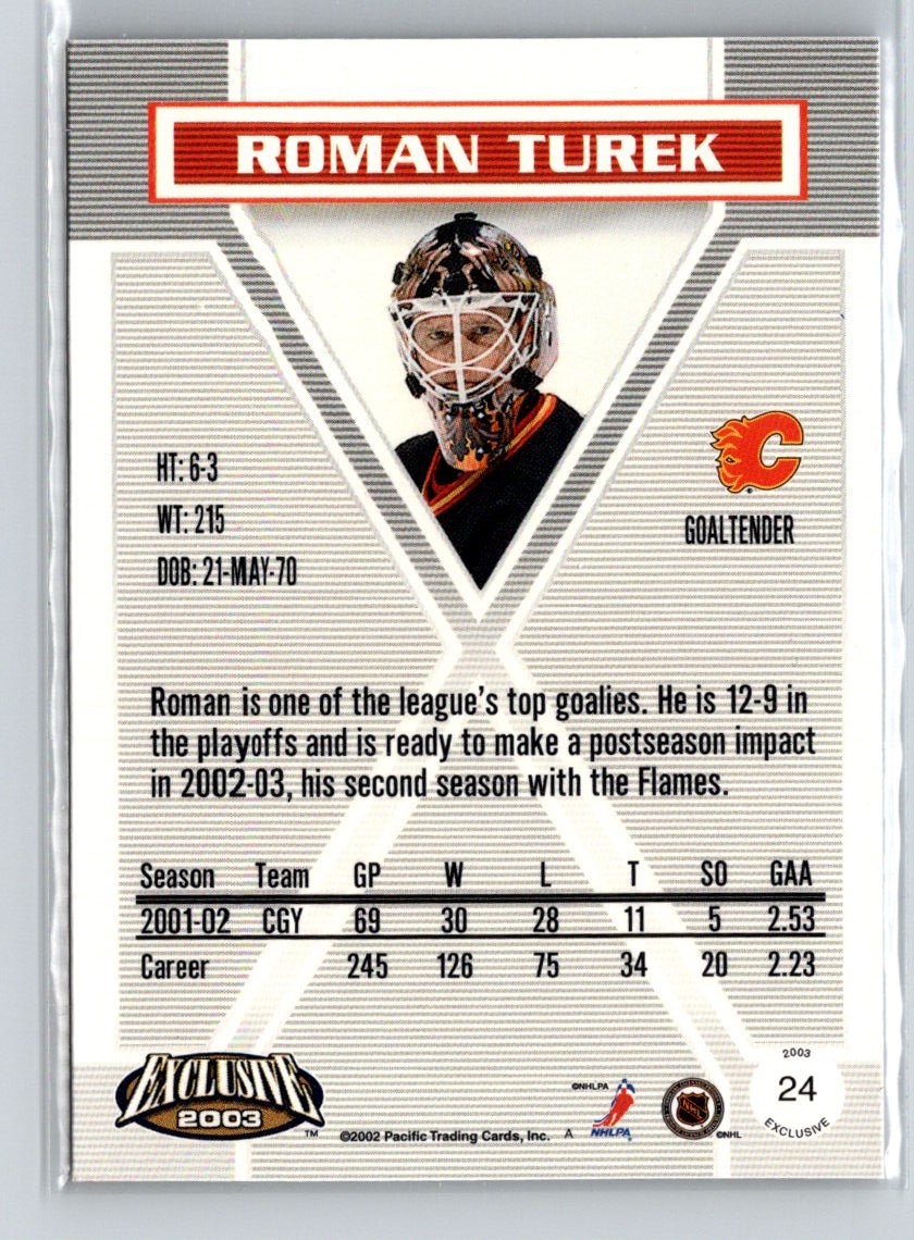 2002-03 Pacific Exclusive #24 Roman Turek W69