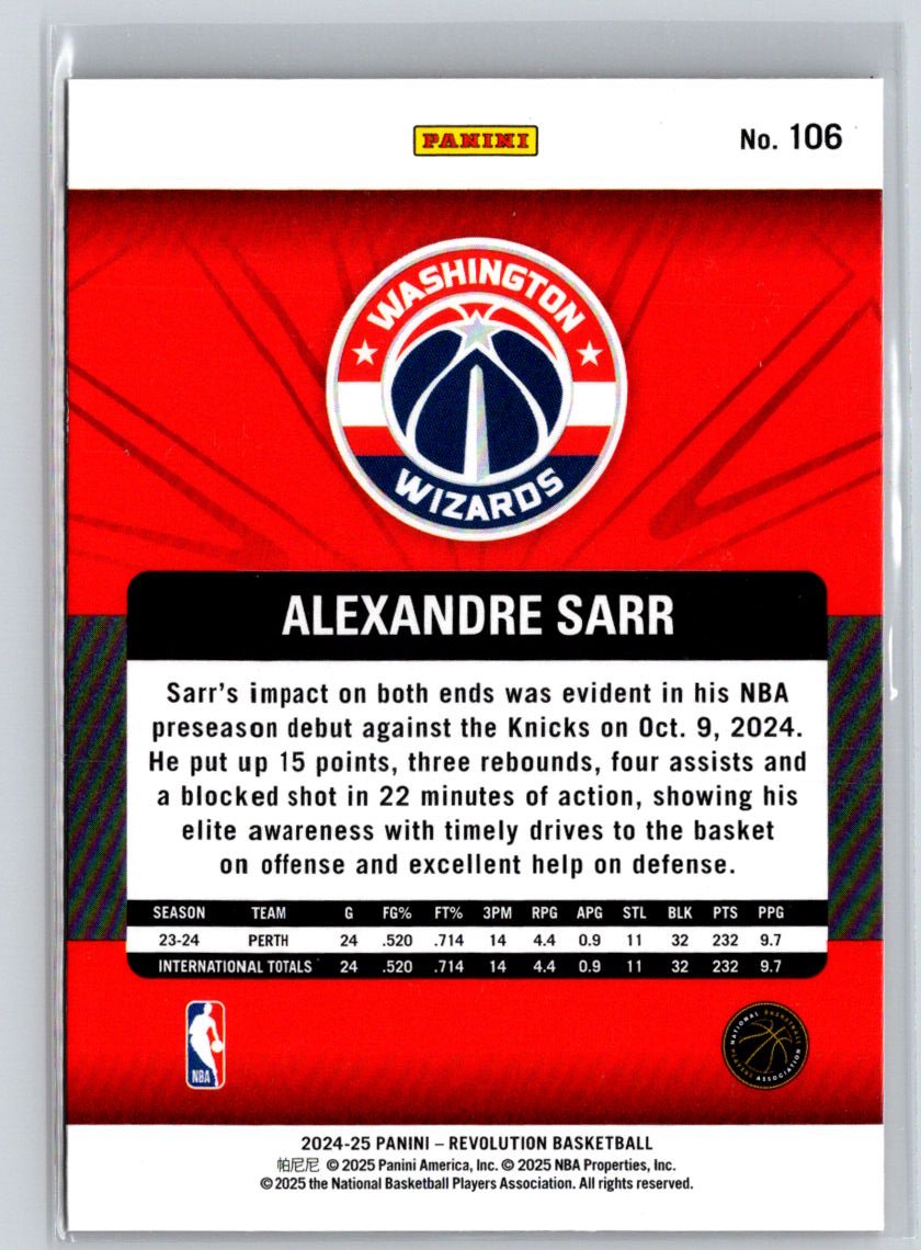 2024-25 Panini Revolution #106 Alexandre Sarr W69