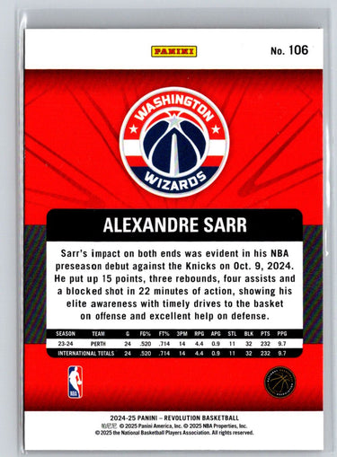 2024-25 Panini Revolution #106 Alexandre Sarr W69