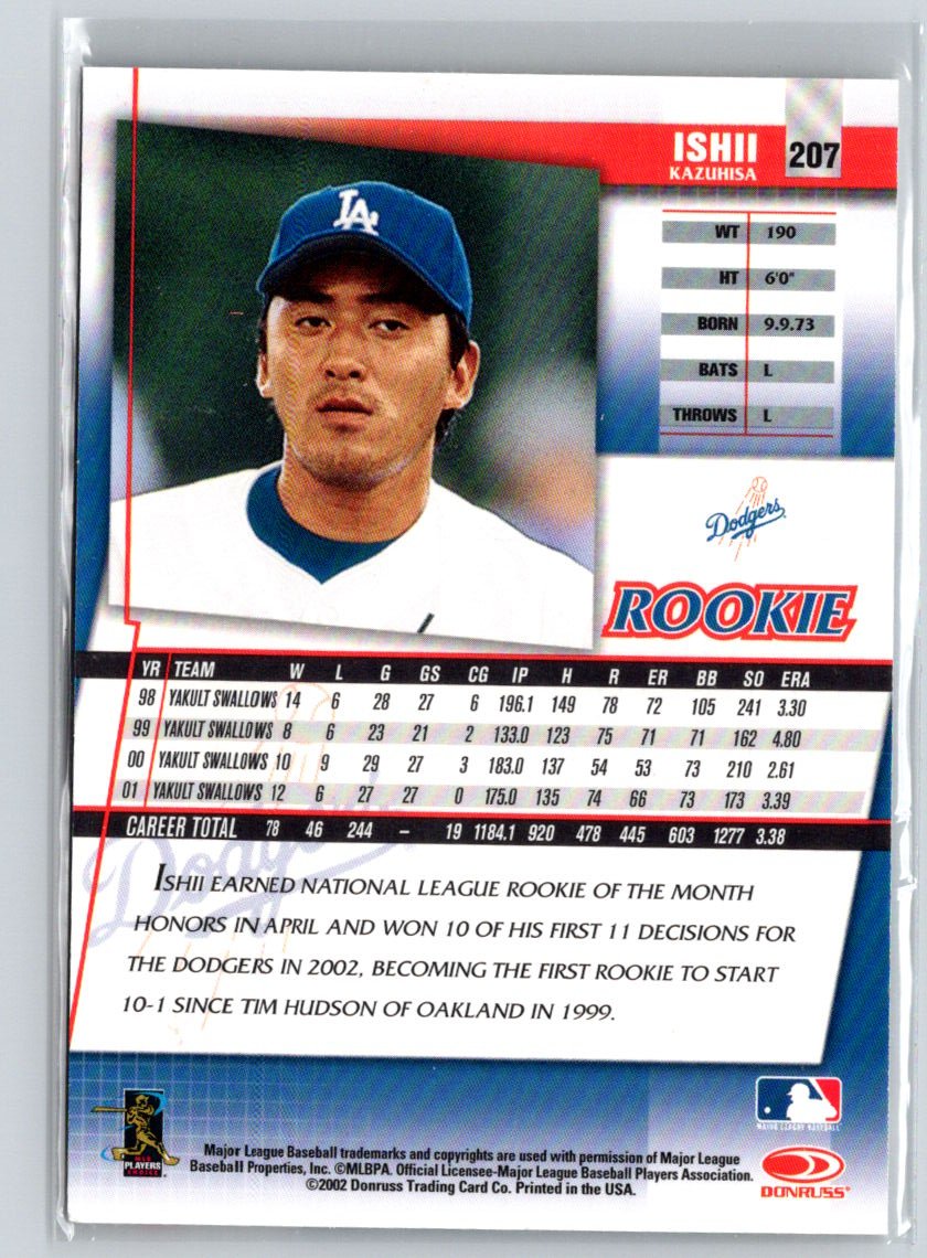 2002 Donruss The Rookies Kazuhisa Ishii Donruss Fan Club Update W70
