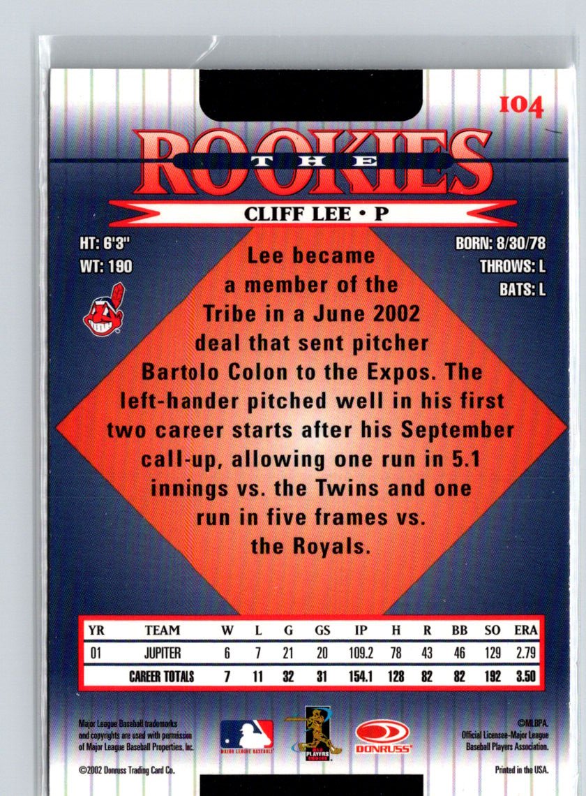 2002 Donruss The Rookies #104 Cliff Lee W70