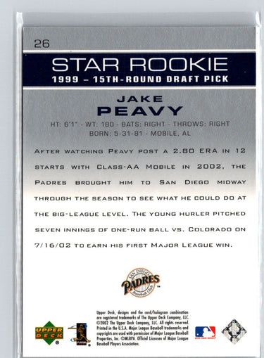 2003 Upper Deck #26 Jake Peavy W70