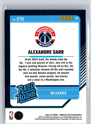 2024-25 Donruss Optic #276 Alexandre Sarr W70
