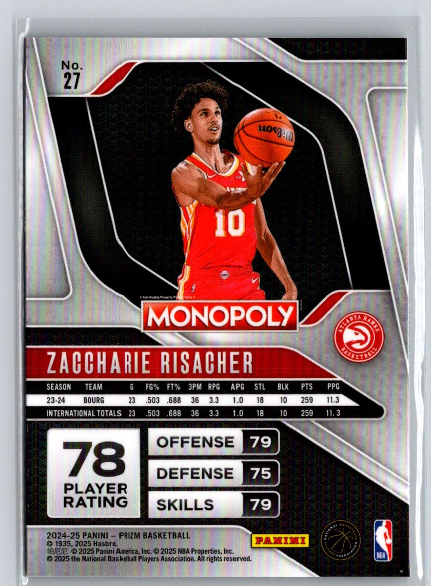 2024-25 Panini Prizm Monopoly #27 Zaccharie Risacher W70