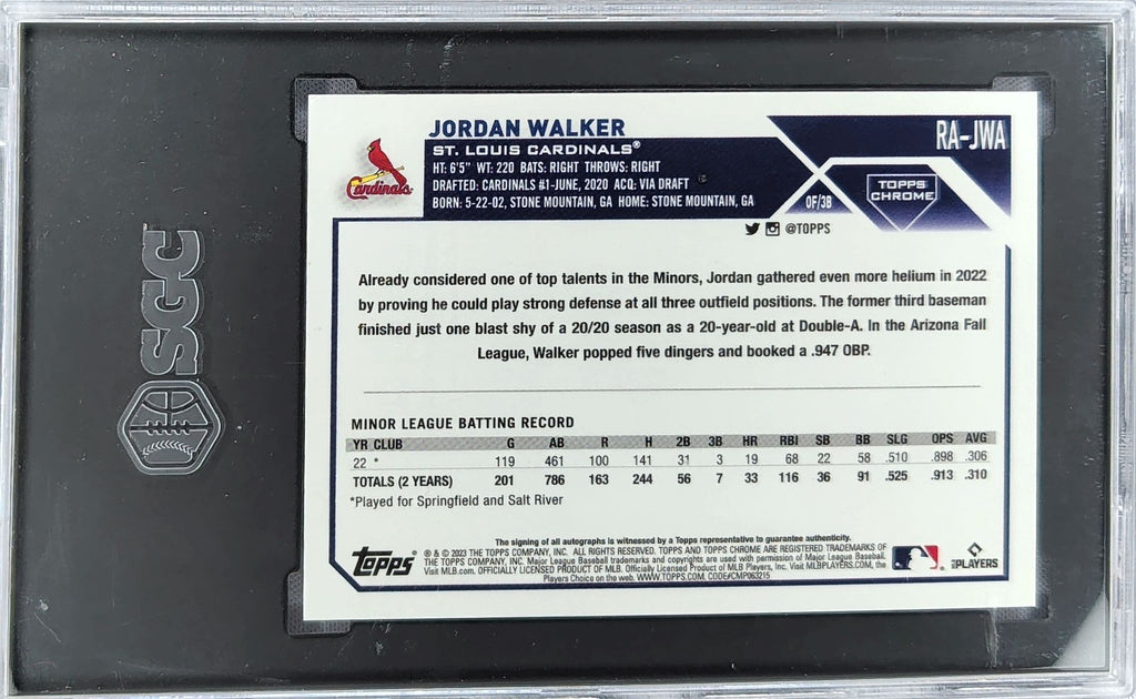 2023 Topps Chrome #RA-JWA Jordan Walker Auto Purple Refractor /299 SGC 10 U18