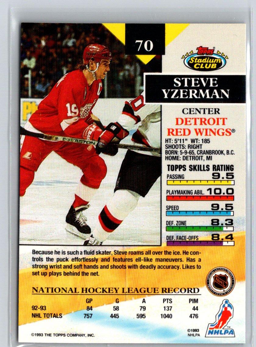 1993-94 Stadium Club #70 Steve Yzerman First Day Issue X02
