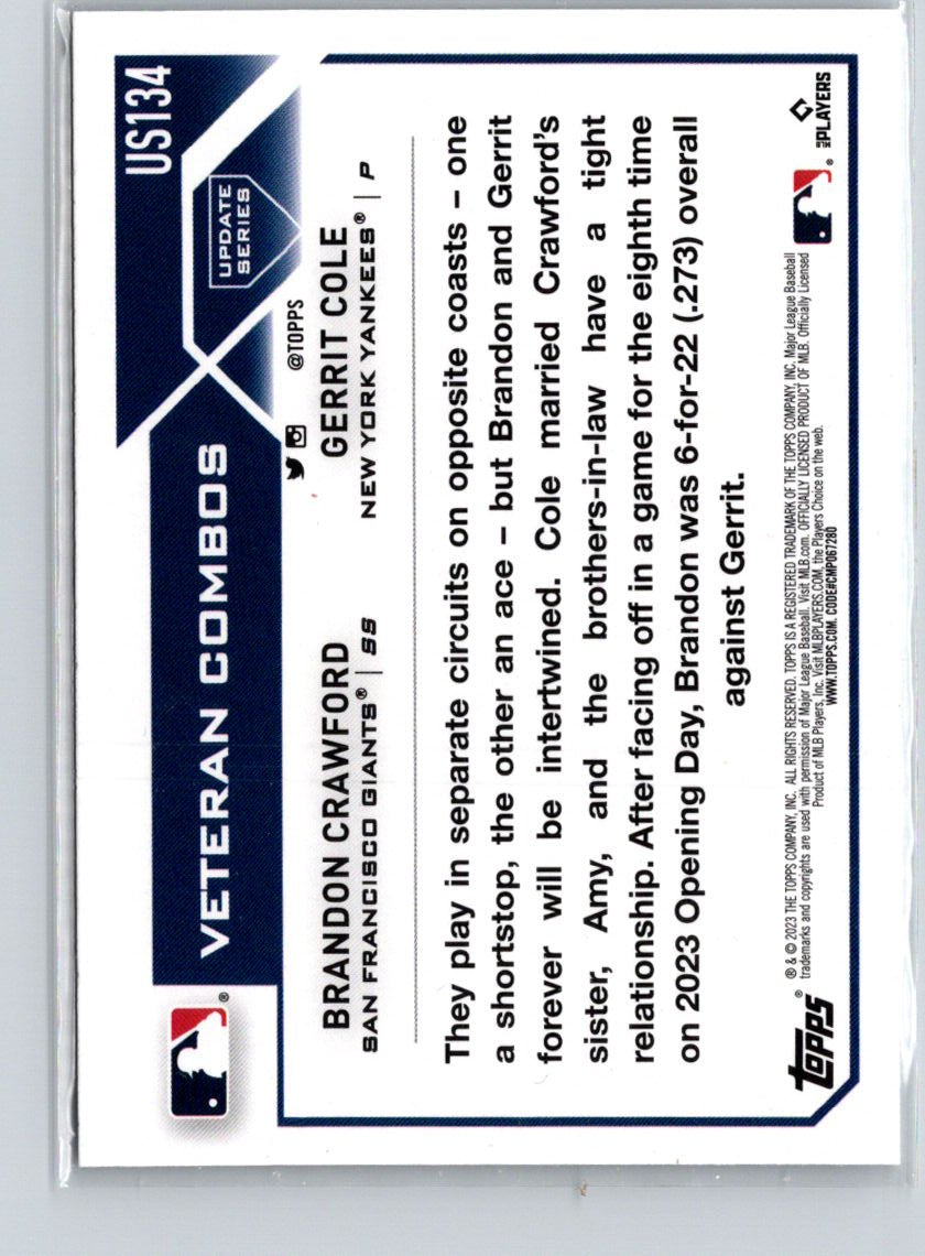 2023 Topps Update #US134 Brandon Crawford  Gerrit Cole Silver Pattern X02