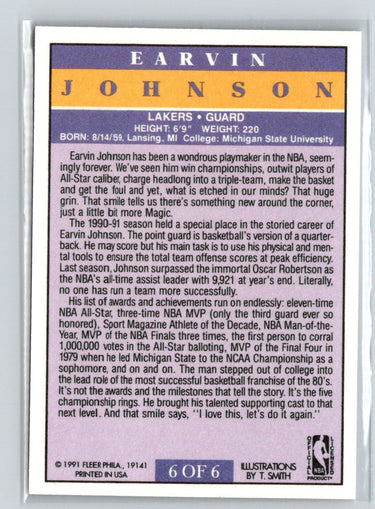 1991-92 Fleer #6 Earvin Johnson Pro-Visions X03