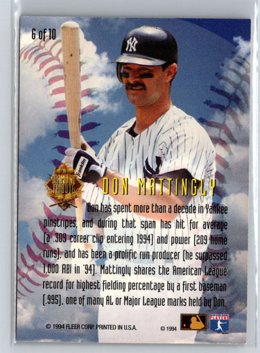 1994 Fleer Update #6 Don Mattingly Diamond Tribute X03