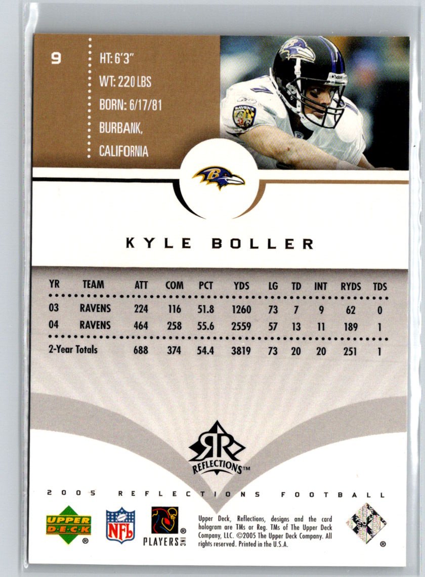 2005 Upper Deck Reflections #9 Kyle Boller Gold #/50 X05