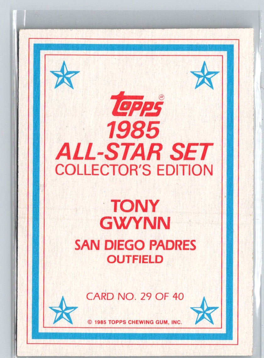 1985 Topps #29 Tony Gwynn 1985 All-Star Set Collector's Edition  X05