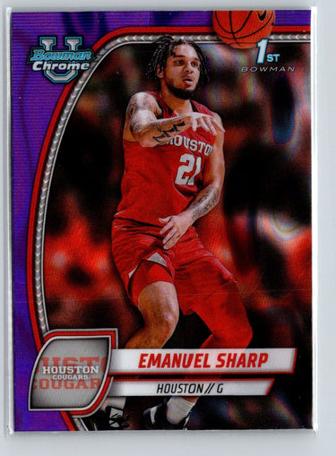 2024-25 Bowman University Chrome #23 Emanuel Sharp Purple Refractor #/399 X06