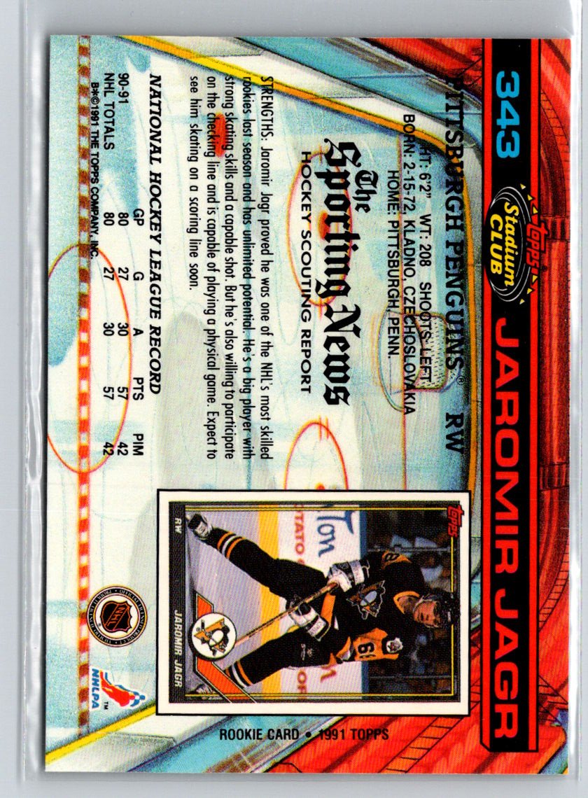 1991-92 Stadium Club #343 Jaromir Jagr X06