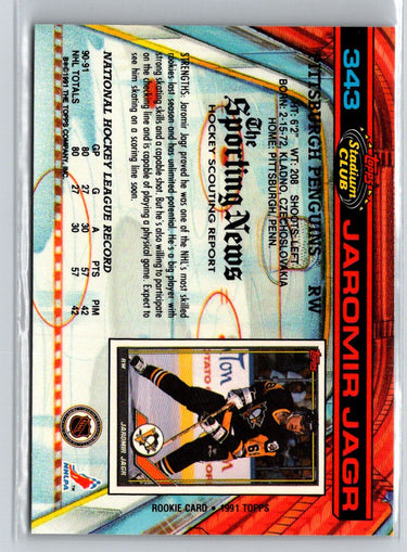 1991-92 Stadium Club #343 Jaromir Jagr X06