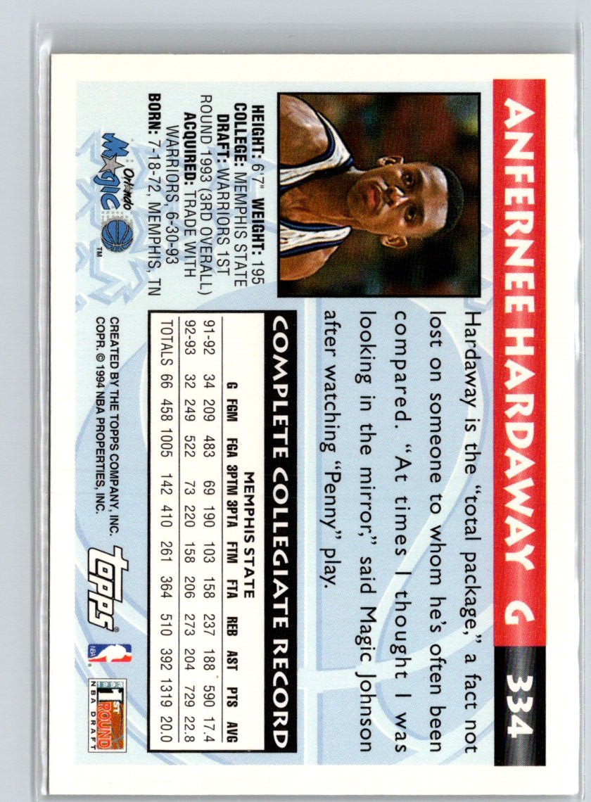 1993-94 Topps #334 Anfernee Hardaway X06