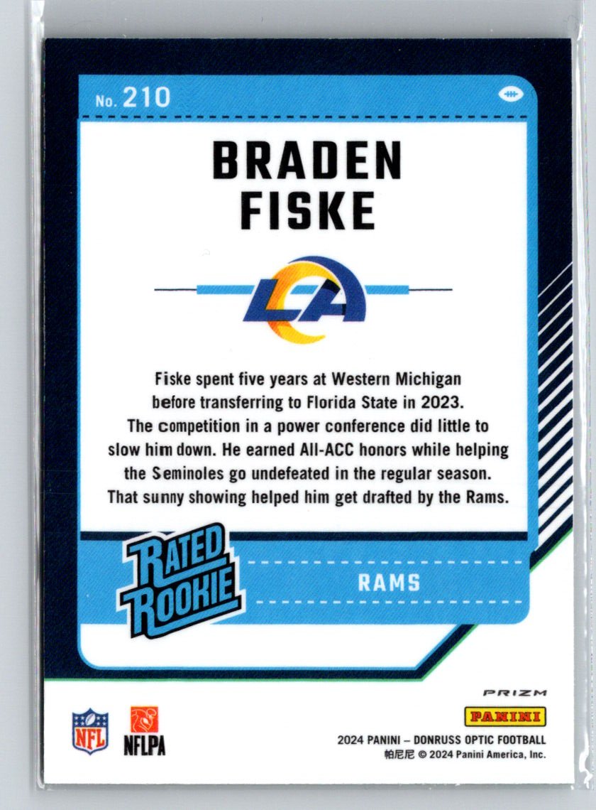 2024 Donruss Optic #210 Braden Fiske Green Hyper X08