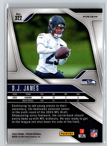 2024 Panini Prizm #322 D.J. James Neon Green Pulsar X08