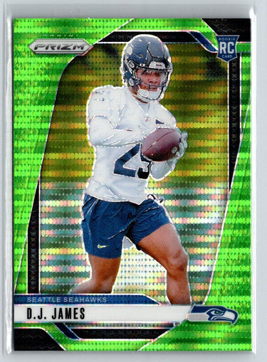 2024 Panini Prizm #322 D.J. James Neon Green Pulsar X08