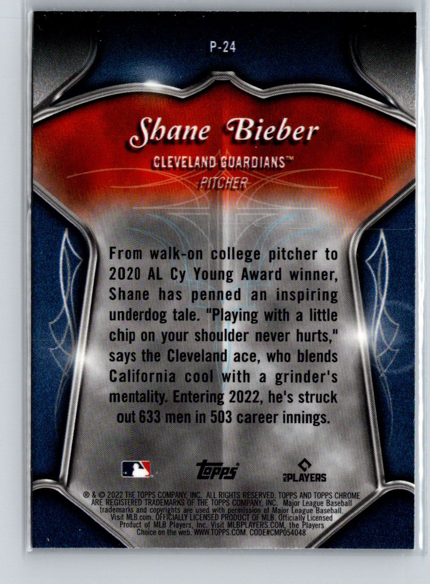 2022 Topps Chrome #P-24 Shane Bieber Pinstriped X21