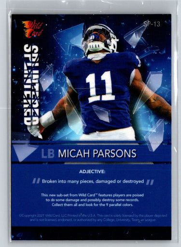 2021 Wild Card Alumination #SP-13 Micah Parsons Splintered Blue X21