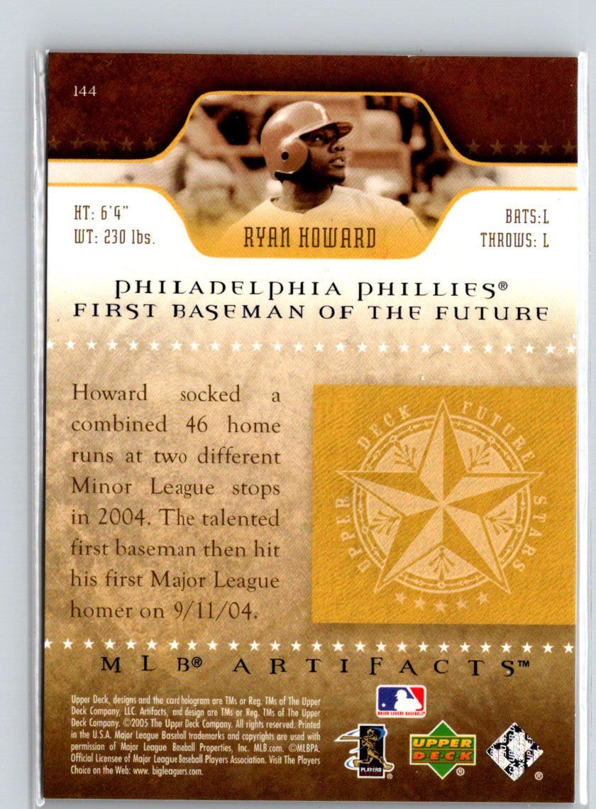 2005 Upper Deck Artifacts #144 Ryan Howard #/1350 X22