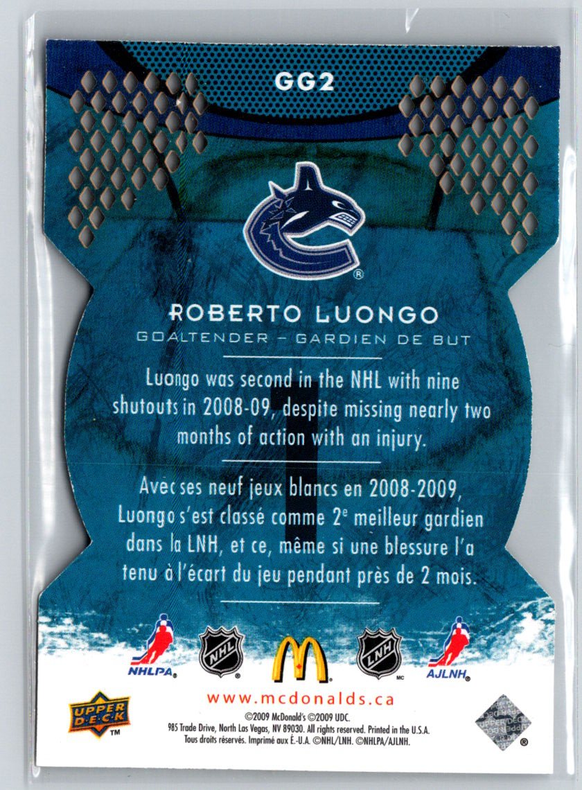 2009-10 Upper Deck McDonald's #GG2 Roberto Luongo Goaltending Greats X22