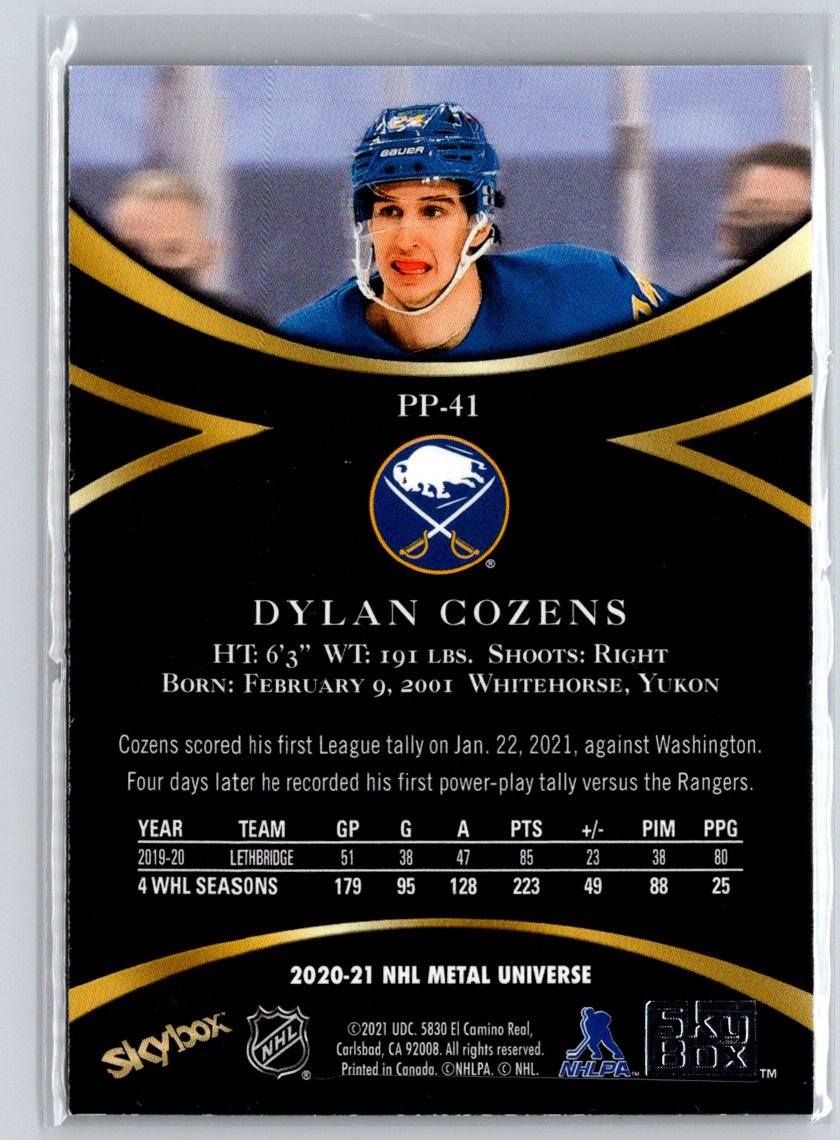 2020-21 SkyBox Metal Universe #PP-41 Dylan Cozens Skybox X22