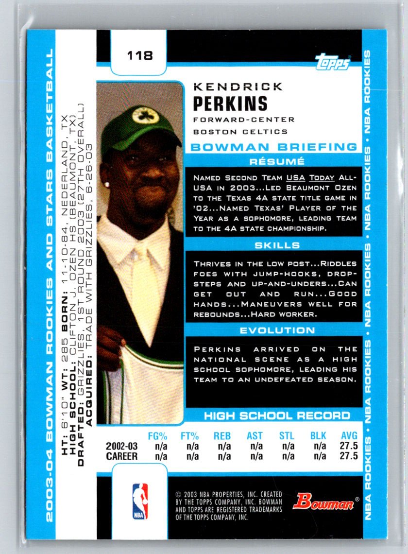2003-04 Bowman #118 Kendrick Perkins X24