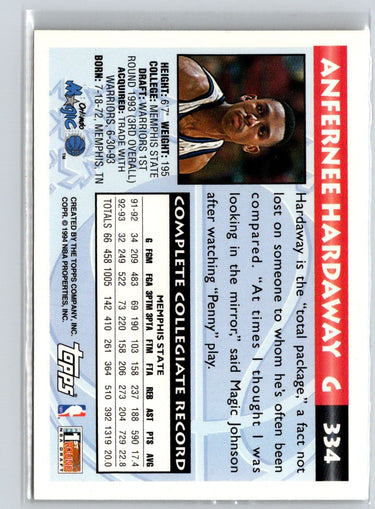 1993-94 Topps #334 Anfernee Hardaway X23