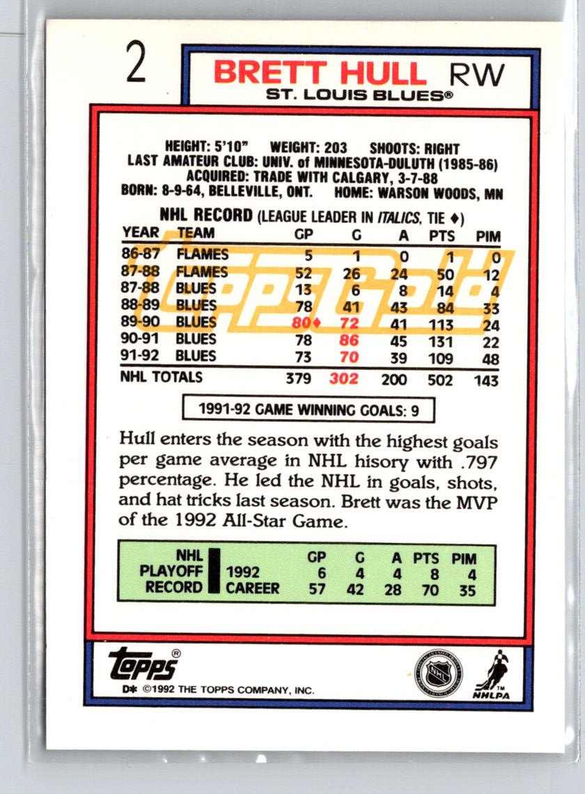 1992-93 Topps #2 Brett Hull Gold X25
