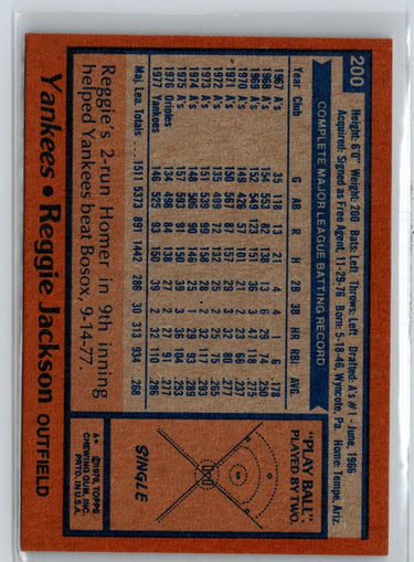 1978 Topps #200 Reggie Jackson X26