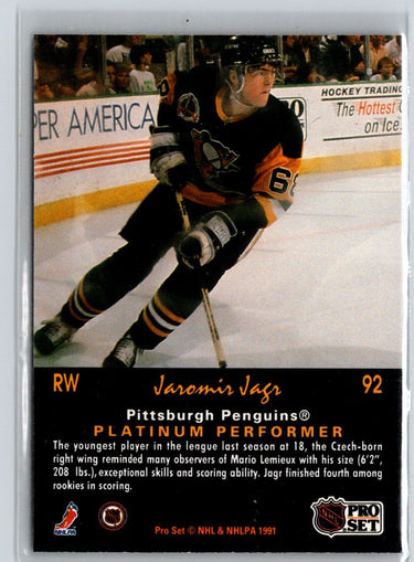 1991-92 Pro Set Platinum #92 Jaromir Jagr X26