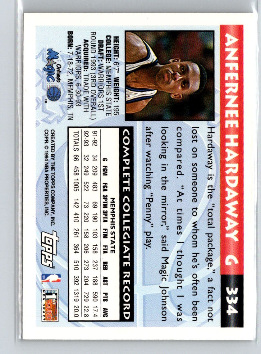 1993-94 Topps #334 Anfernee Hardaway X27