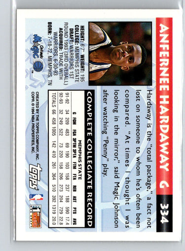1993-94 Topps #334 Anfernee Hardaway X27