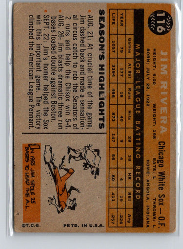 1960 Topps #116 Jim Rivera X28