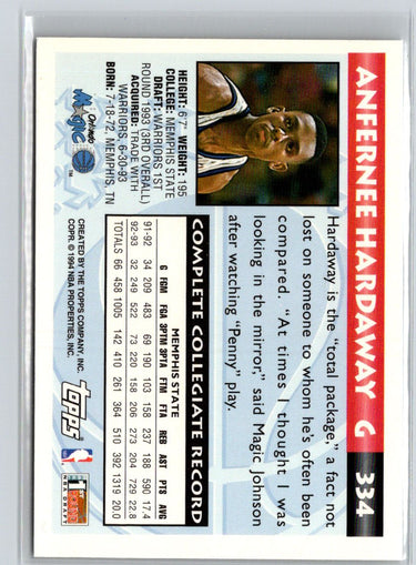 1993-94 Topps #334 Anfernee Hardaway X28