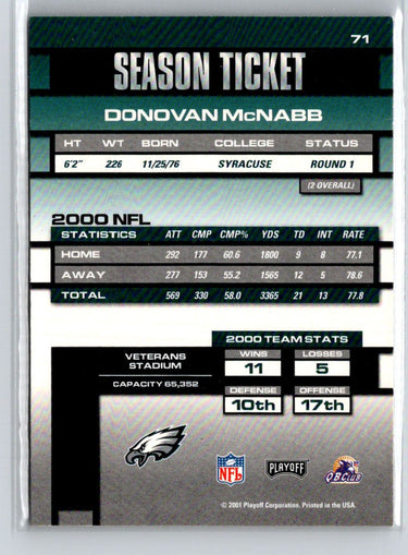 2001 Playoff Contenders #71 Donovan McNabb X29