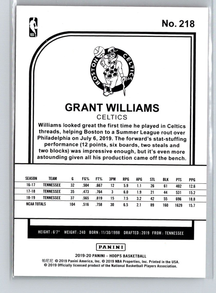 2019-20 Hoops #218 Grant Williams Red #/75 X29