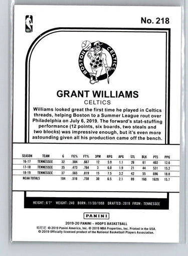 2019-20 Hoops #218 Grant Williams Red #/75 X29