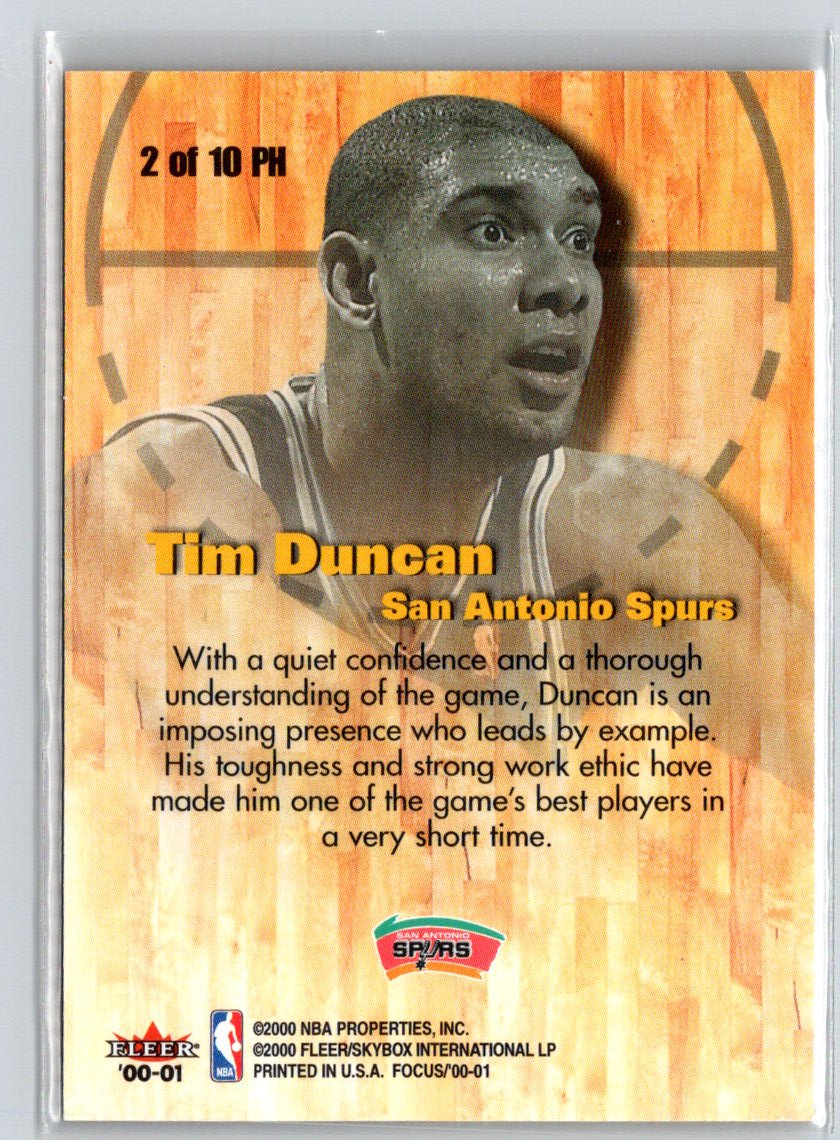 2000-01 Fleer Focus #2 PH Tim Duncan Planet Hardwood X29