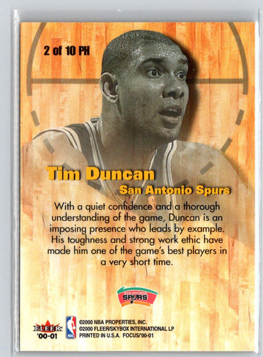 2000-01 Fleer Focus #2 PH Tim Duncan Planet Hardwood X29