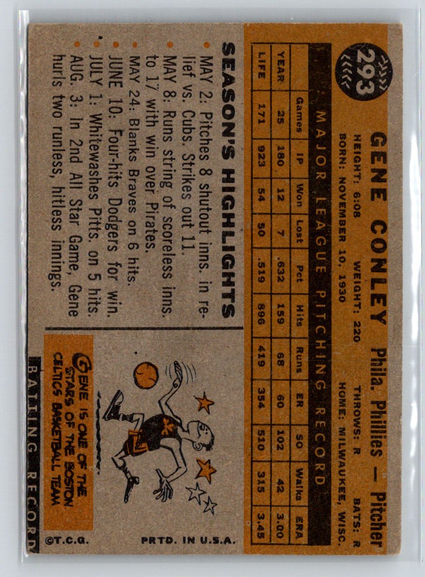 1960 Topps #293 Gene Conley X30