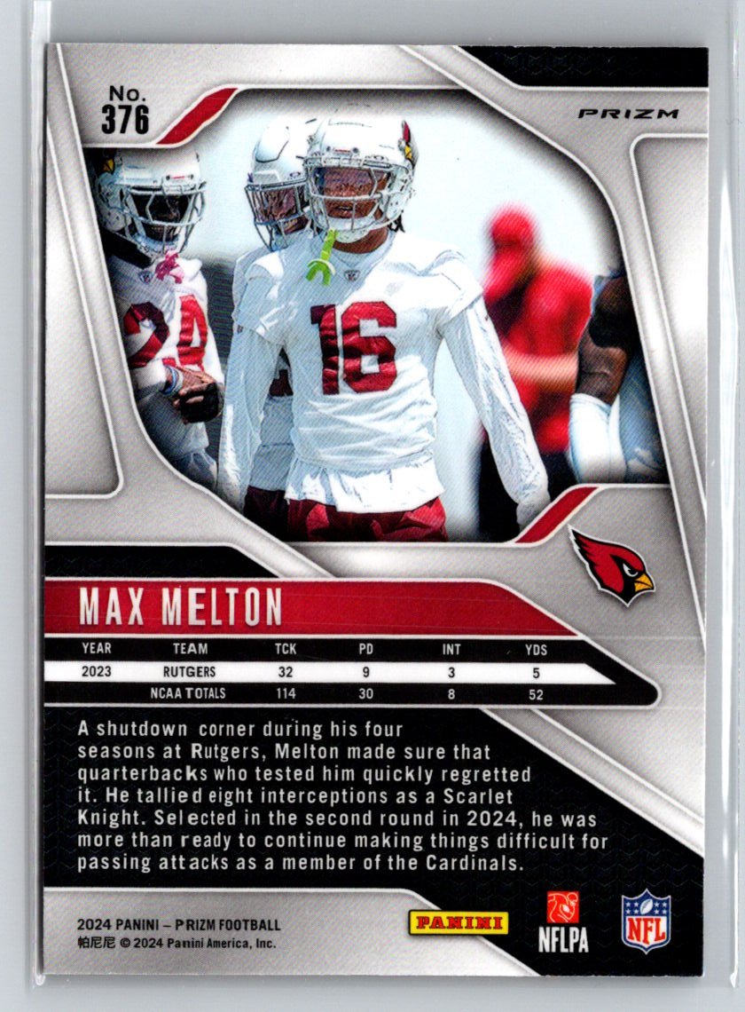 2024 Panini Prizm #376 Max Melton Orange Disco Prizm X31